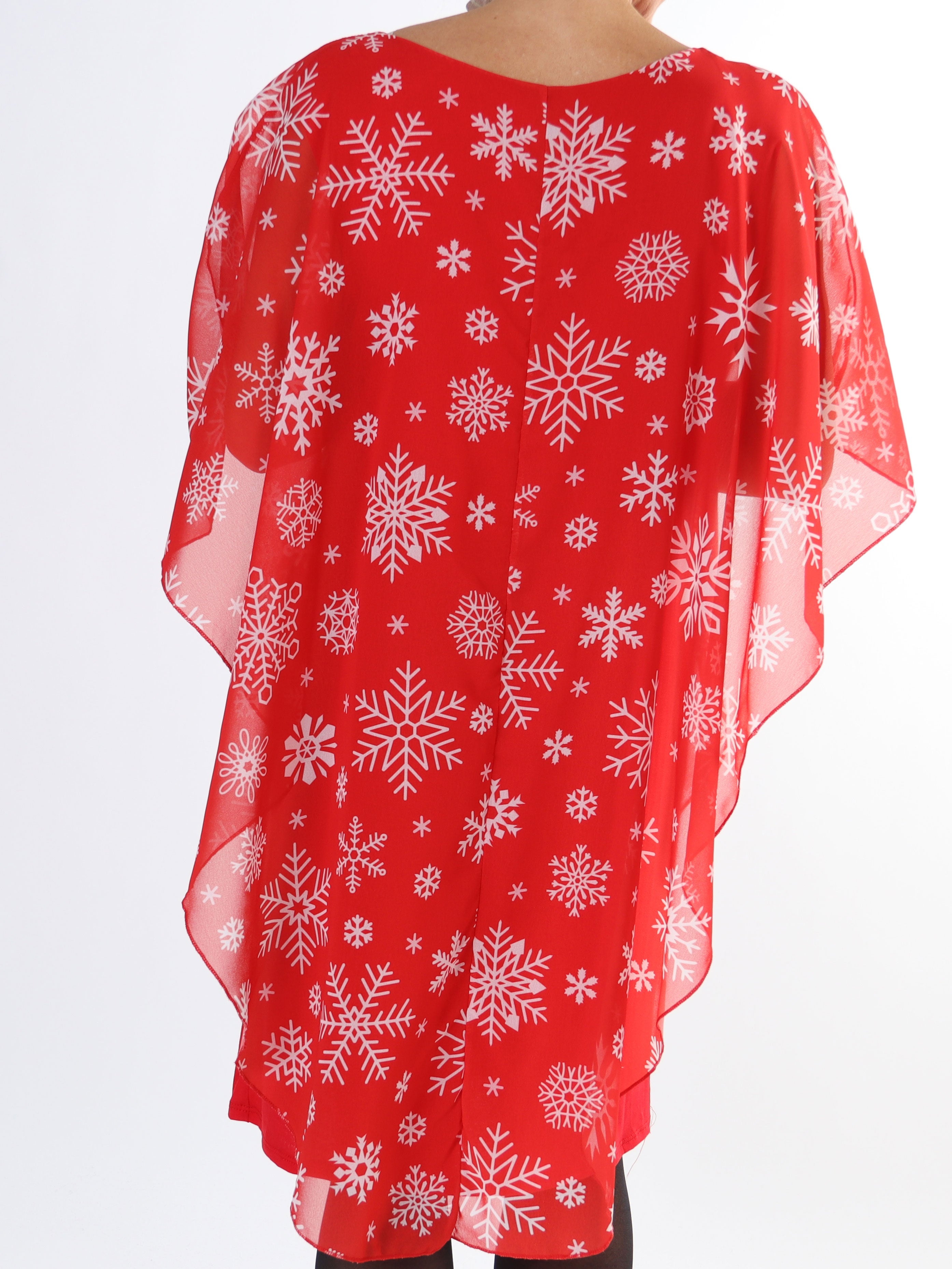 Kenya Snow - Tunikaklänning i plus size med chiffonglager med snöflingor